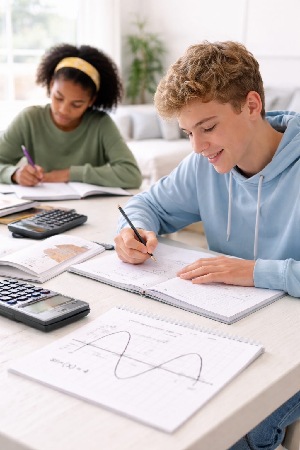 students working on maths