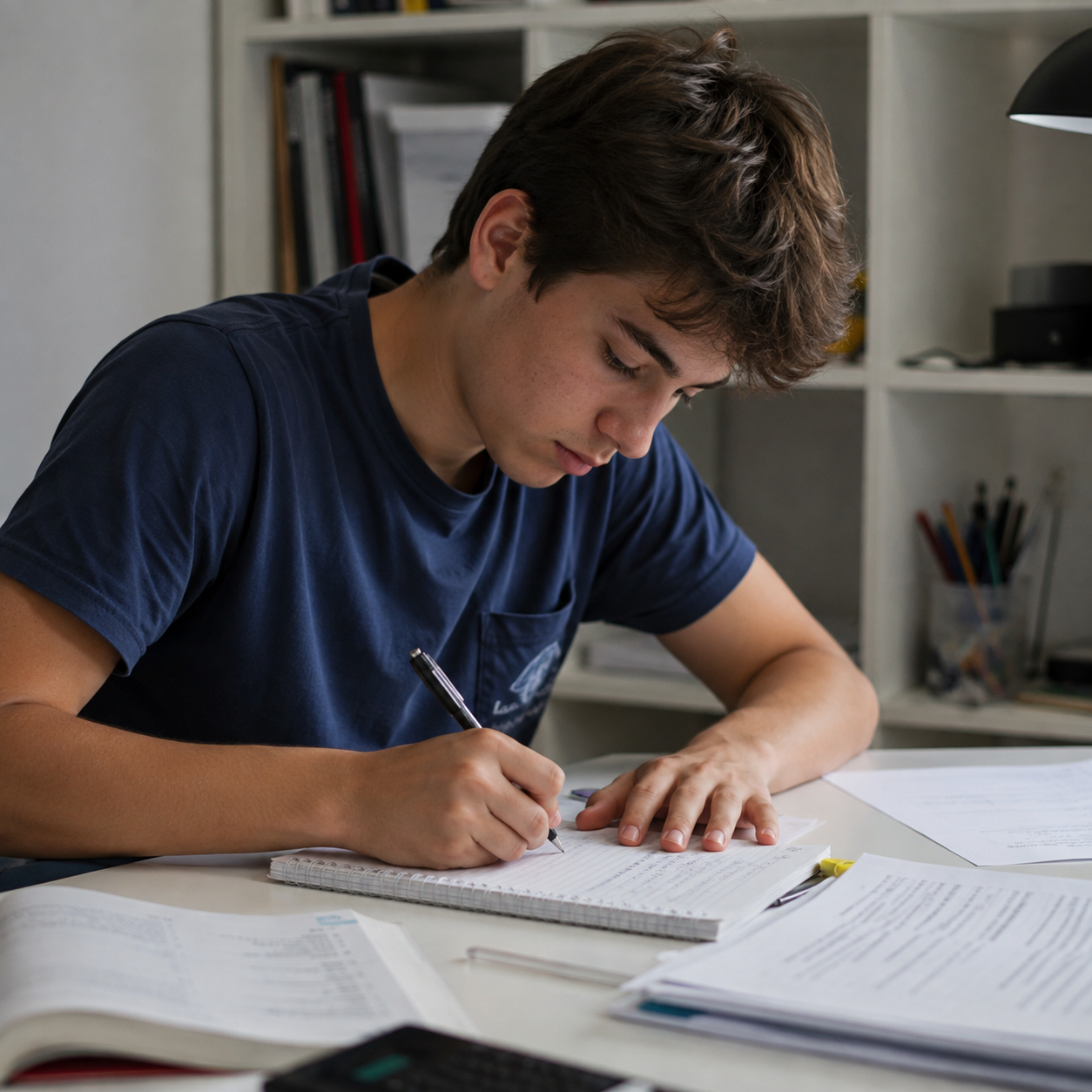 boy teenager studying
